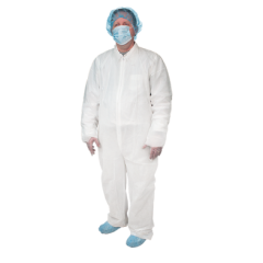 Disposable coveralls, universal fit, water resistant, zippered front, non-woven polypropylene, case/25